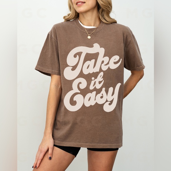 Comfort Colors Take It Easy Vinyl Retro Tee Shirt - Picture 3 of 10